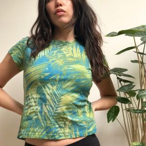 Vintage Xhilaration mesh tropical print tee